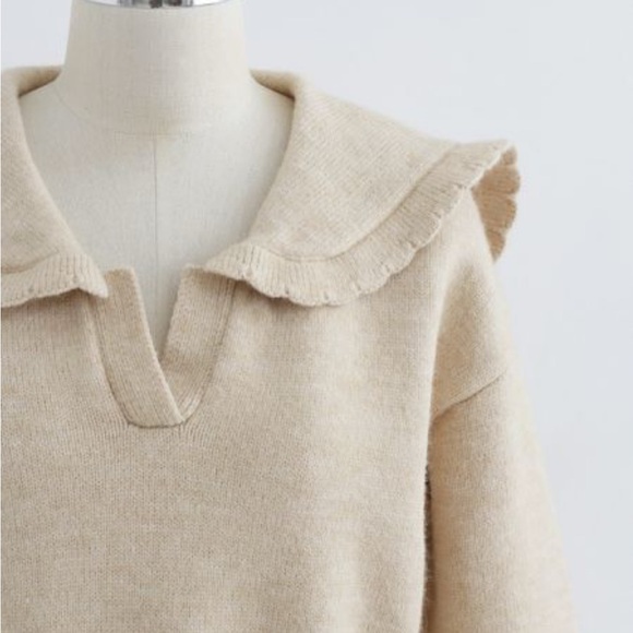 Tuckernuck Sweaters - Taylor Tillman Women's Cream Sweater with Ruffled Collar
